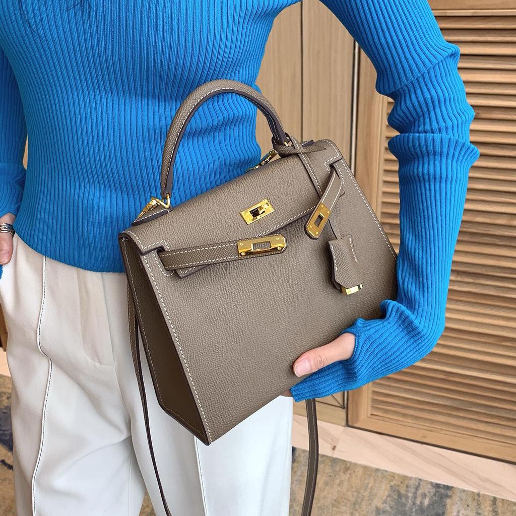 Palmprint genuine leather second-generation single-shoulder women's bag crossbody ins handbag with contrasting color design