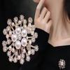 Large Rhinestone Pearl Snowflake Brooches Christmas Snow Brooch Crystal Pin Women Fashion Jewelry