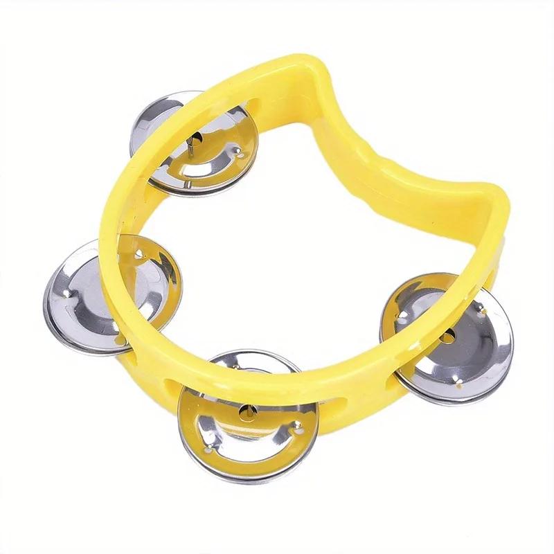 Pandeiro de Plástico para Adultos com 4 Sinos Instrumento Musical de Percussão Manual ABS Fabricante de Ritmo 1 Peça