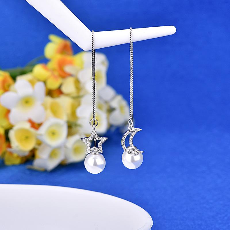 Fashionable Temperament Zircon Five-pointed Star Ear Line Super Fairy Fresh Tassel Earrings High-end Earrings Women