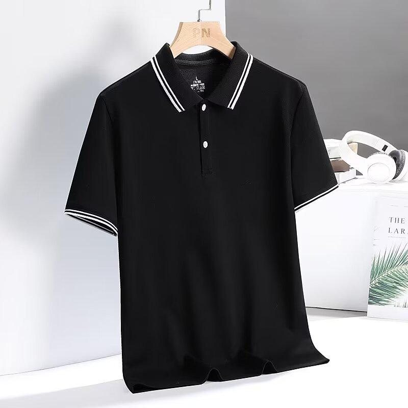 

Молодежная трендовая рубашка поло Харадзюку 2024, Летняя коллекция, Рукава пять четвертей, Однотонная, Повседневный литературный стиль. XL чёрный