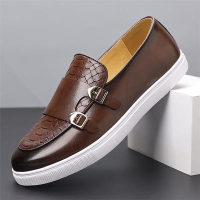 Fashion Designer New Men Monk Strap Loafter Men's Black Brown Patent Leather Platform Shoes Male Walking Sneakers Zapatos Hombre