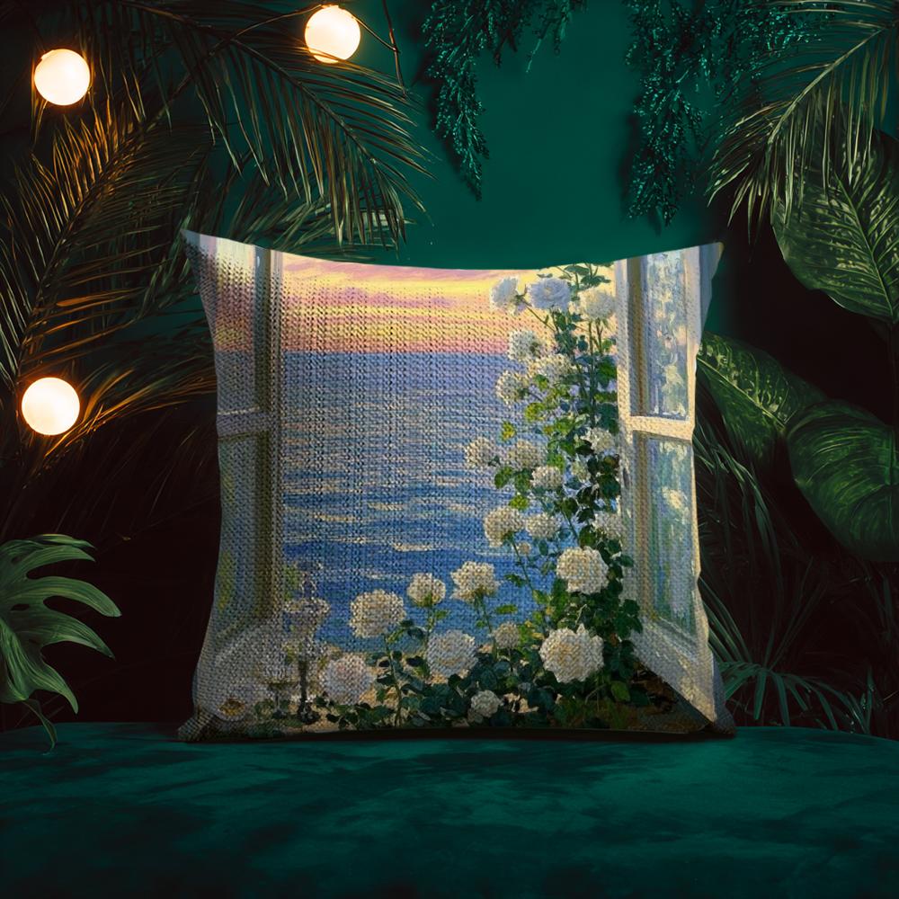 Classical Handpainted Iandscape Oil Painting Cushion Cover Silky elegant Comfort Sofa Bed Invisible zipper Beach pillowcase