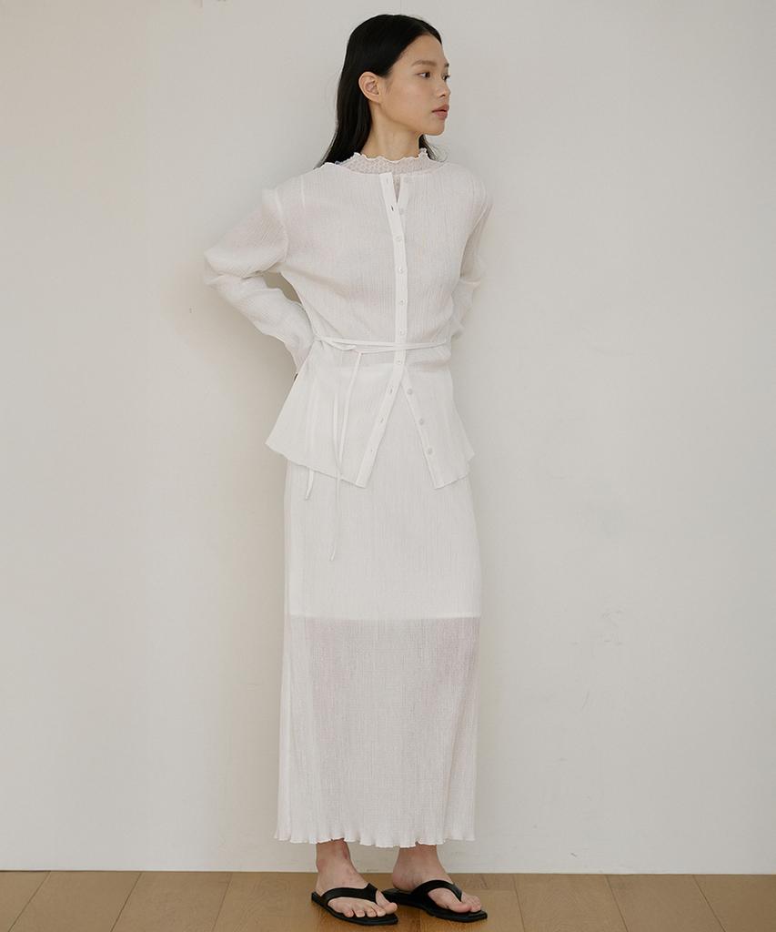 Oeoseoul Pleated Maxi Skirt [White]