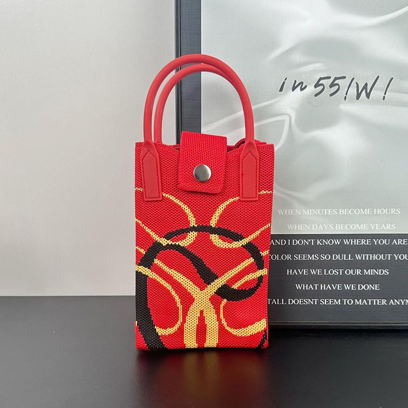 2025 New Chinoiserie Fashion Knitted Mini Square Handbag Women Mobile Phone Shoulder Bags Girls Cute Gift Outdoor Crossbody Bag