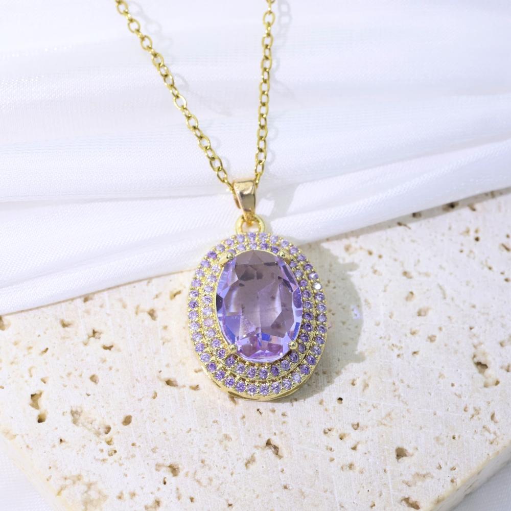 Luxury Oval Zirconia Pendant Necklaces for Women New Fashion Wedding Party Necklace Jewelry Accessories
