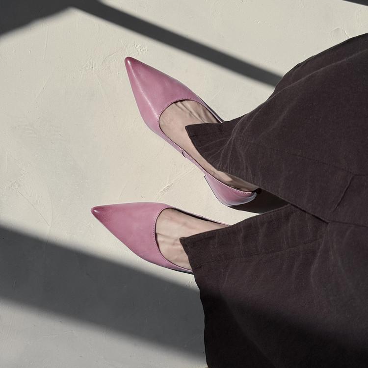 2025 spring and autumn new fashion versatile simple high heels women's French pointed temperament single shoes shallow mouth work