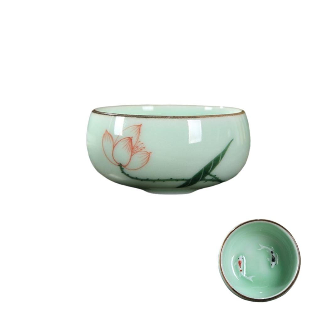 Hand-painted Landscape Pattern Kung Fu Tea Cup Vintage Tea Bowl  Tea Room Lotus Flower