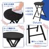 VECELO Folding Stools (Set of 2) - Lightweight, Slim, Portable, Fully Assembled, 46.5cm High, 100kg Weight Capacity, Wood Grain, Black