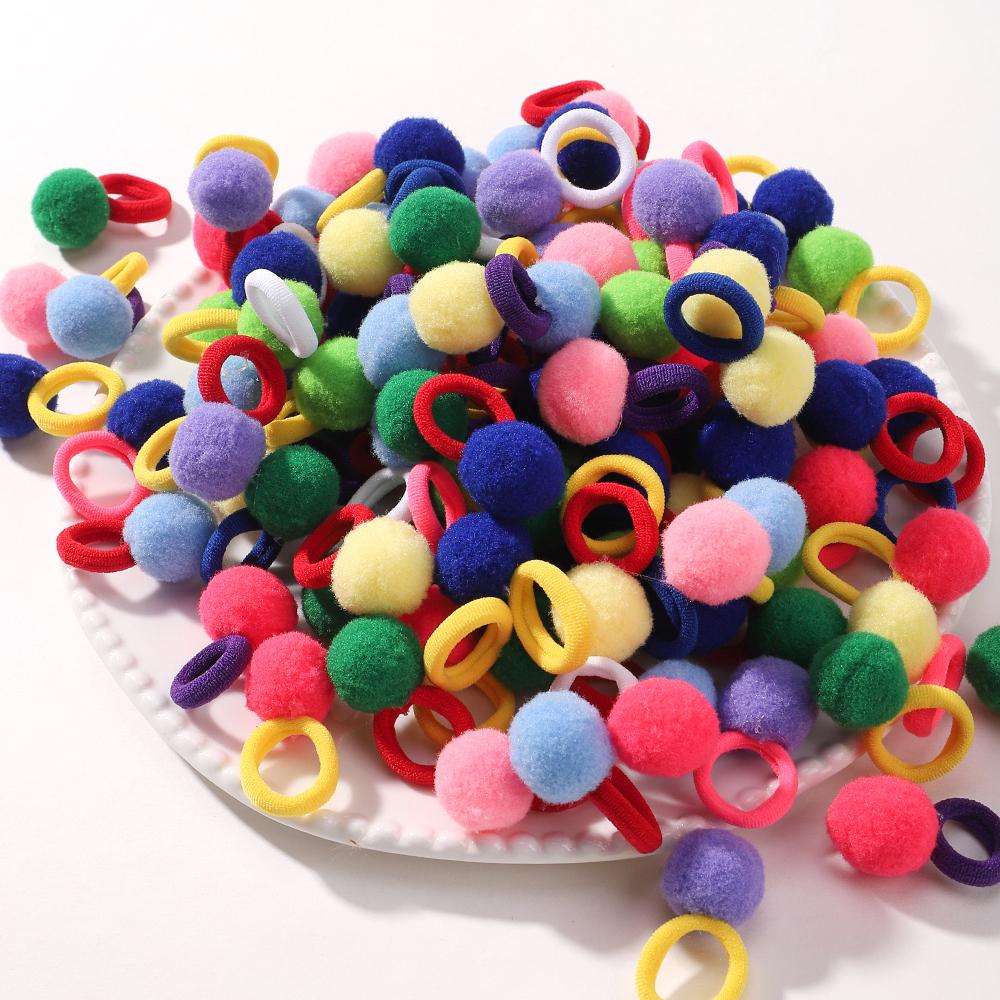 10/20pcs Sweet Colorful Elastic Hair Bands Plush Ball Rubber Band for Baby Girls Scrunchie Hair Ties Clip Kids Hair Accessories