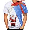 3D Printed Men's and Women's T-shirts, Short Sleeved Christmas T-shirts, Neutral Casual Santa Claus Cartoon T-shirts
