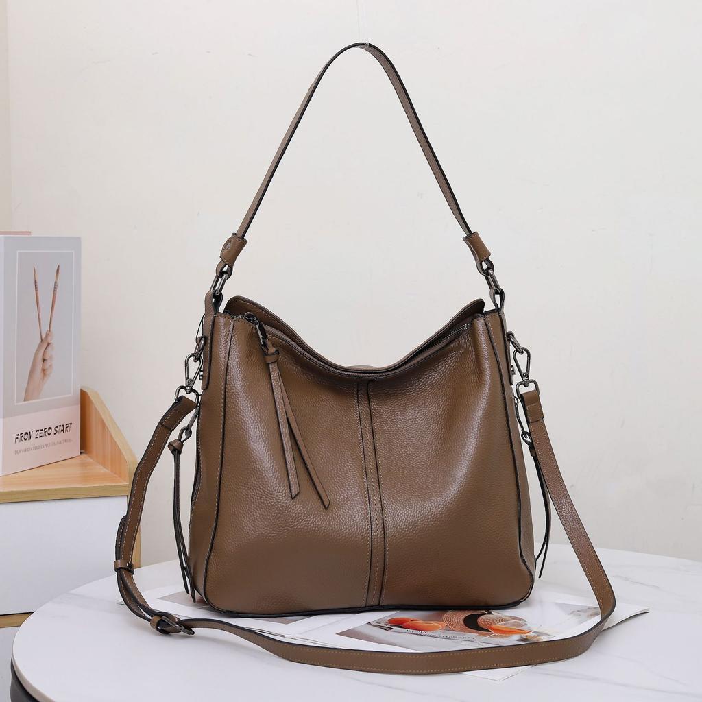 Dámská taška přes rameno z hovězí kůže s velkou kapacitou, dámská módní jednoduchá nákupní taška, praktická taška na dojíždění, více přihrádek, měkká