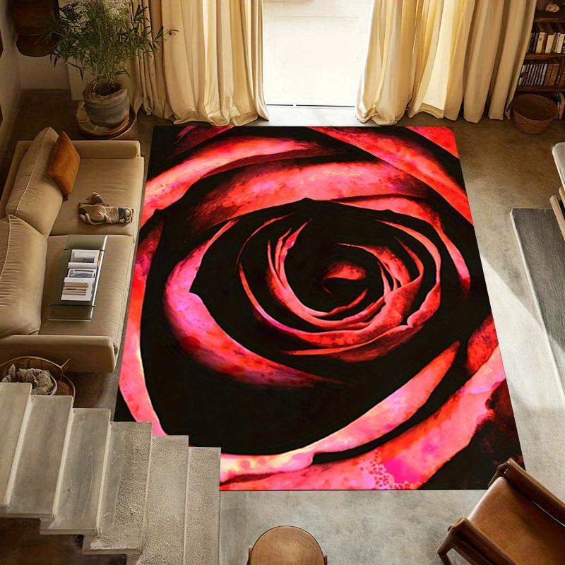 1pc Rose Swirl Themed Rug for Home Decor, Non-slip Office Carpet, Chair Mat, Outdoor Mat, Christmas and Halloween Gifts-0731022