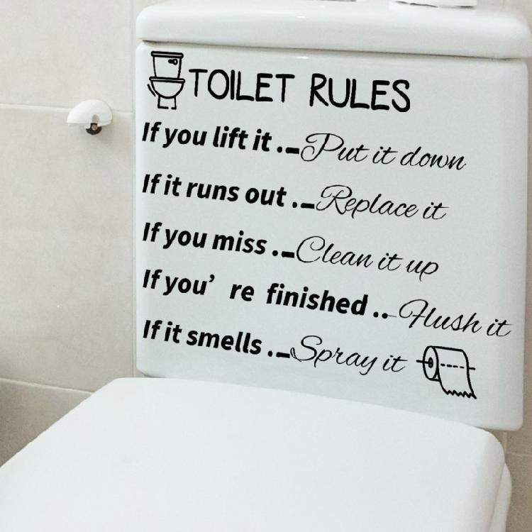 Toilet Rules Sticker Sign Vinyl Arts Decor for Hotel Home Restaurant Laundry