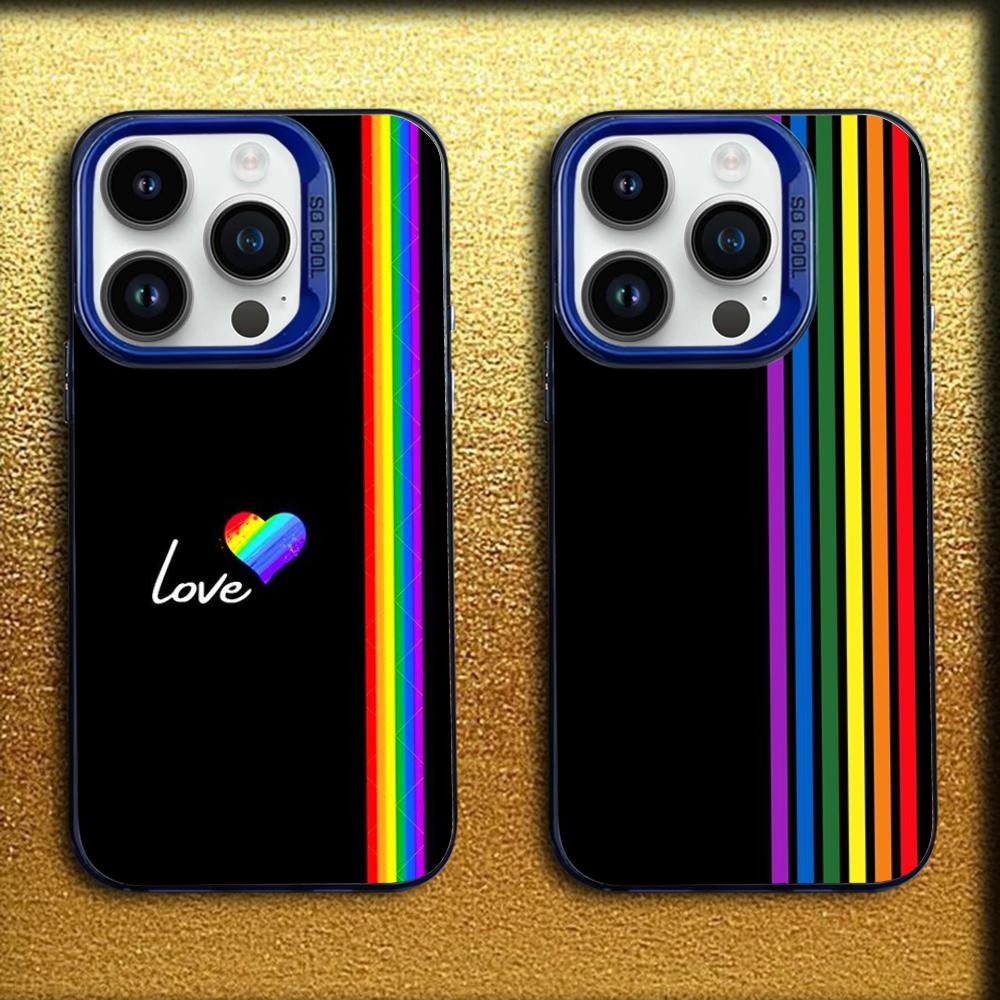 Gay Lesbian LGBT Rainbow Phone Case For iPhone 16,15,14,13,12,11,Mini,Pro,MAX Blue Matte Silicone Cover
