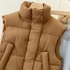 Autumn Sleeveless Casual Loose Cotton Down Jackets Women Tops Stand Collar Warm Short Cotton Coats Women Winter Fashion Ladies Waistcoat Jacket 25431