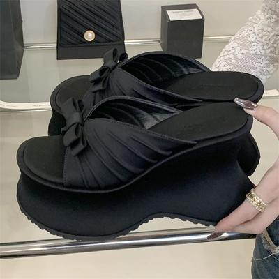 Eilyken Summer Street Style Sexy Leopard Print Butterfl-Knot Slippers Women's Platform Wedges Heels Shoes Zapatos De Mujer