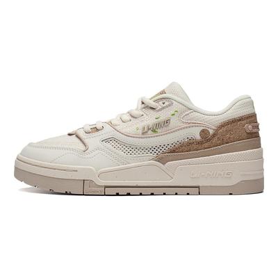 Li Ning 001 Btc Prm Fabric Synthetic Leather Non-Slip Wear-Resistant Low-Top Sports Casual Shoes Men Sneakers Eggshell-Gray AGCT067-1