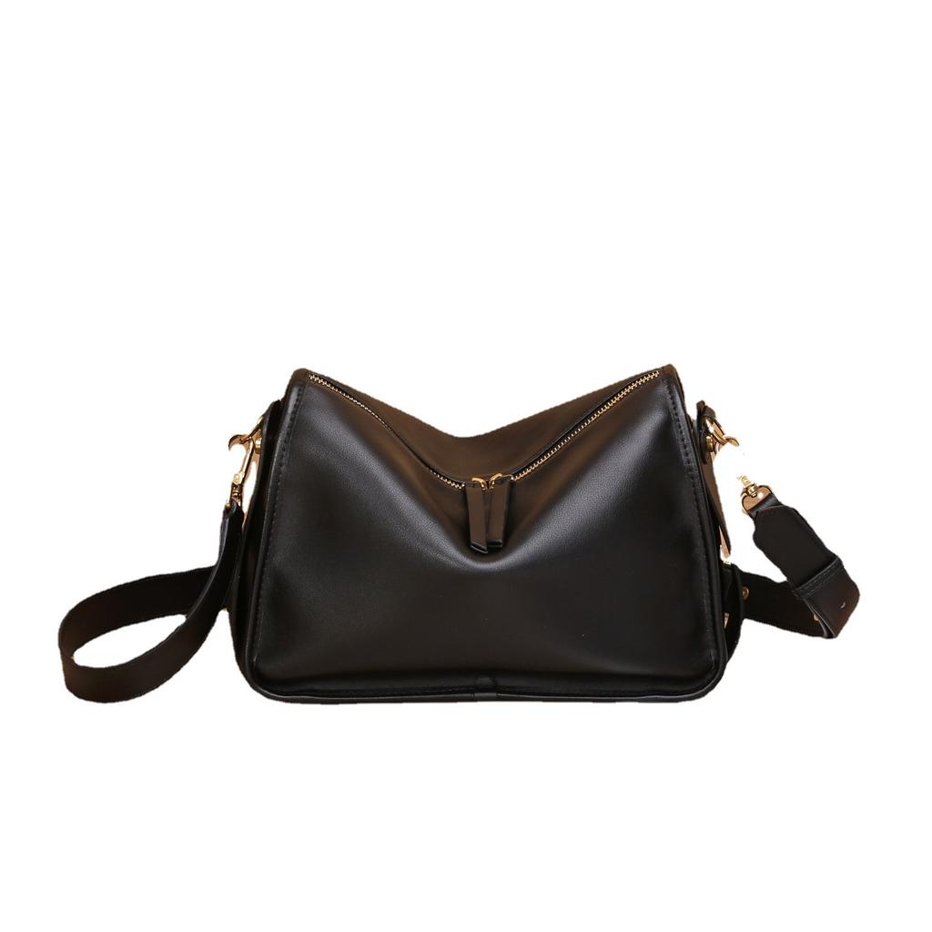 New Trendy Leather Bag Retro Fashion Versatile Small Square Bag Cowhide One Shoulder Crossbody Bag Large Capacity Women