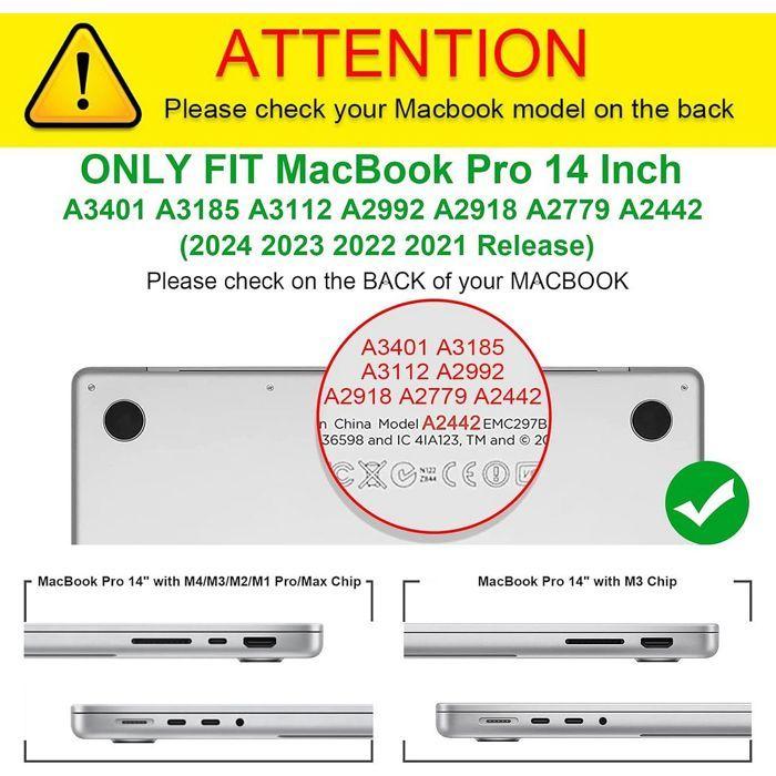 Coque pour MacBook Pro 14 Pouces 2024 2023 2021 M4 M3 M2 M1 Pro/Max, Protection Rigide Transparent Motif Plante