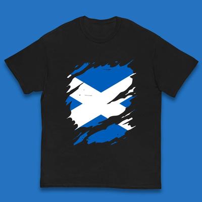 Distressed Scotland Flag Scottish Heritage Ancestry Scot Pride Scottish Flag Kids T Shirt