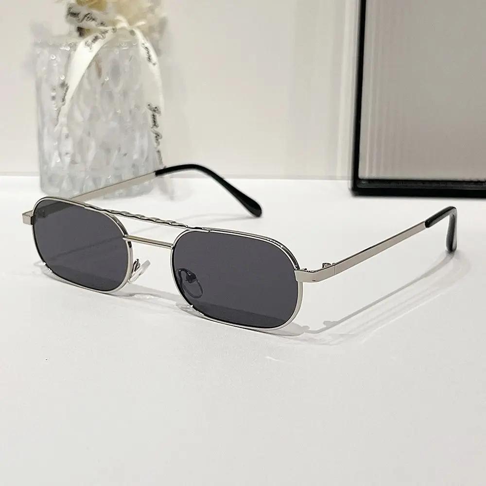 Trendy Metal Frame Small Sunglasses UV Protection Hip Hop 90's Glasses Beach/Travel/Streetwear Eyeglasses for Women & Men