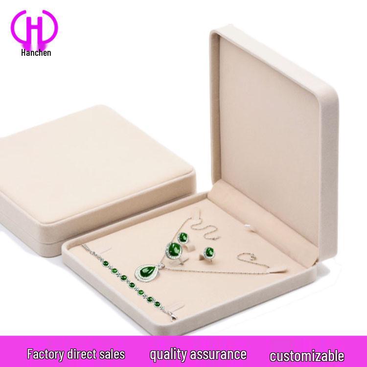 Flocked Jewelry Box for Necklace, Rings, Bracelets & Earrings - 4-Piece Set