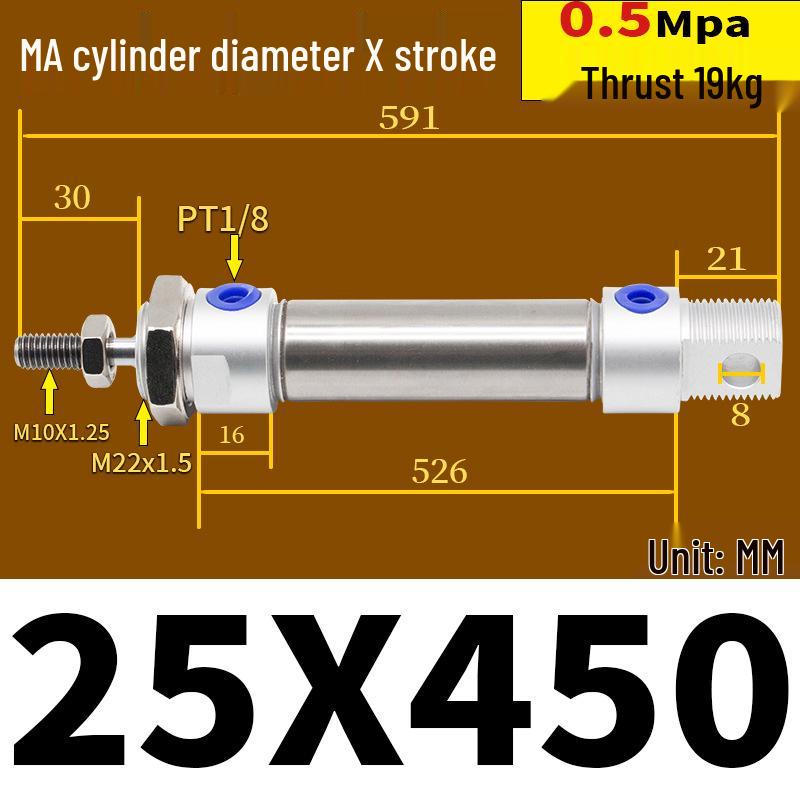 Corrosion Resistant Stainless Steel Pneumatic Cylinder 16-40mm/50-150mm