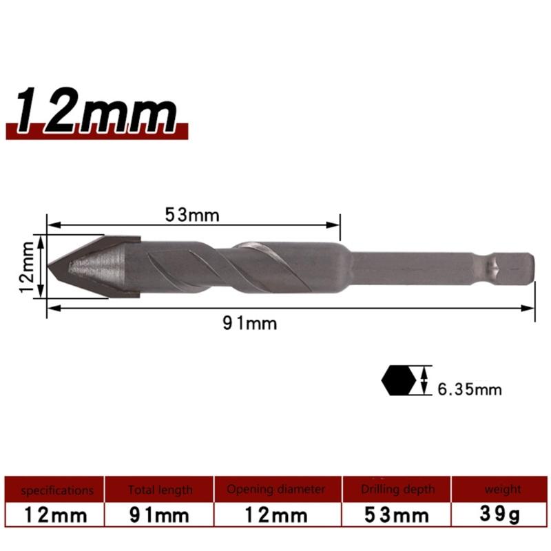 Schräger Kopf Exzentrischer Bohrer Schraubendreherbit Steinbohrer für Heimwerker Heimprojekte 6,35 mm Sechskantschäfte
