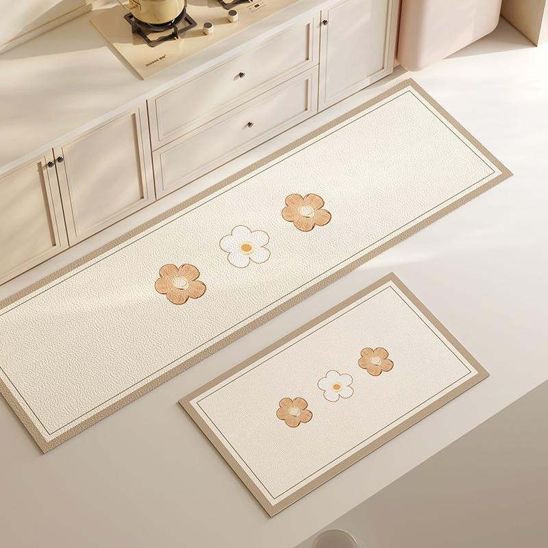 

Non-slip Kitchen Floor Mat Waterproof PVC Leather Carpet Long Flower Rug Home Decoration Alfombra 1pc 50x80cm