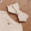 0-24M Baby Girls Boys Cotton Romper Autumn Spring Warm Solid Color Romper 2Pcs Newborn Baby Girl Boy Pit Cotton Jumpsuit Outfits