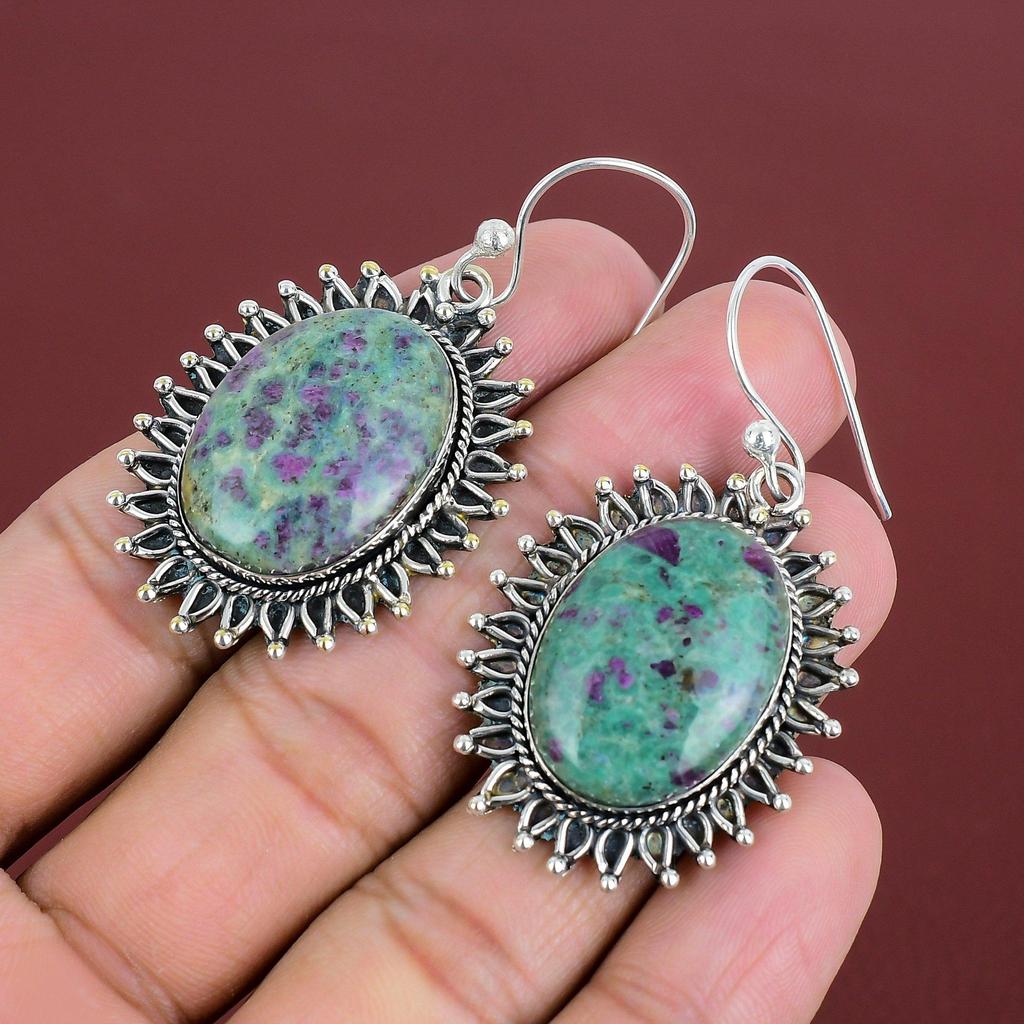 Ruby Fuchsite Earrings Gemstone Earring Designer Jewelry Wonderful Drop Earring 925 Sterling Silver Earrings Handmade Jewelry Gifts For Her