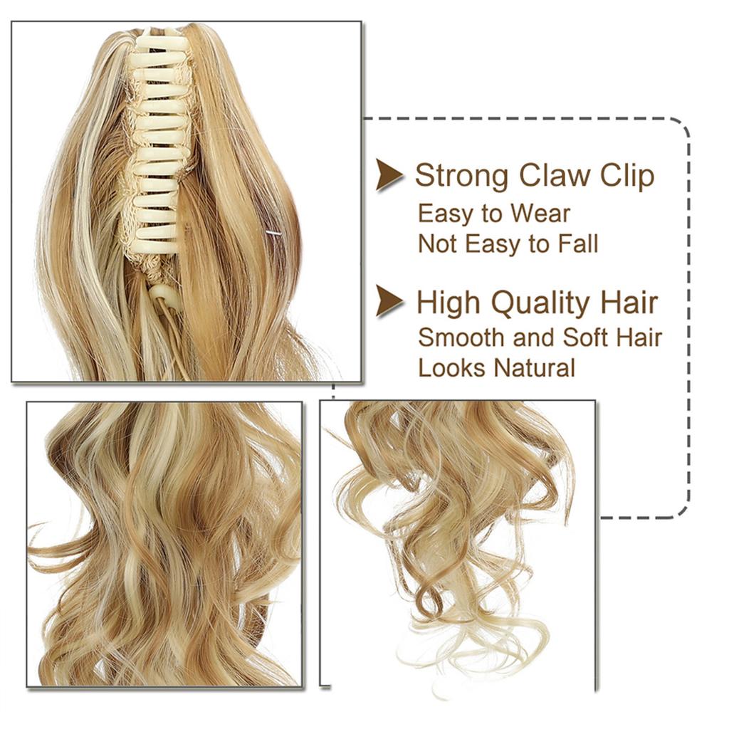 Claw Clip In Ponytail Extension Synthetic Hairpiece Curly Wavy Hair Extension 15 Inch Long Ponytail Hairpieces For Women Girl