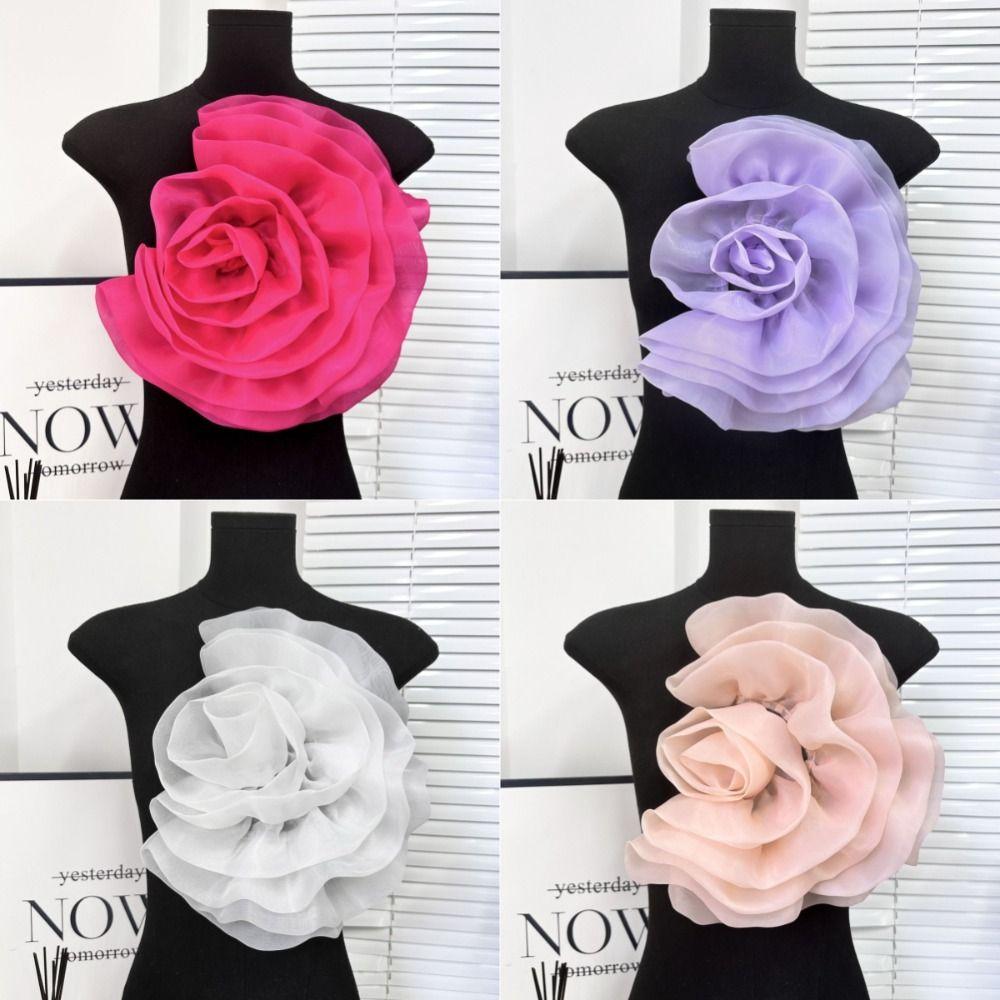 Fashion 3D Flower Corsage Sewing Applique Accessories Handmade Flower Patch Irregular Organza Clothing Dress Neck Decoration