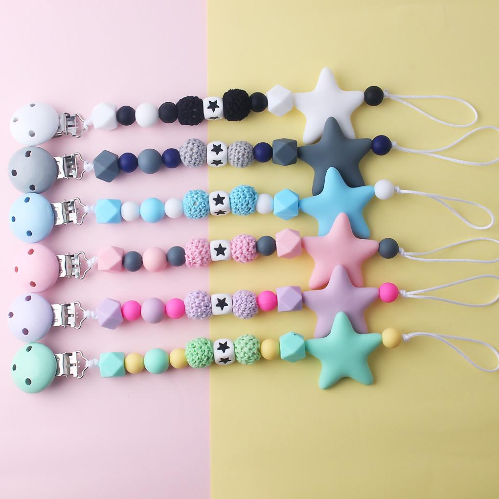 Chain Baby Silicone Chain Portable Reusable Clip Teething Chew Toy Newborn Safety Clips