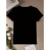 Women Black Tee Minimalist Love Heart Color Block Print Round Neck Short Sleeve Relaxed Fit Casual Top