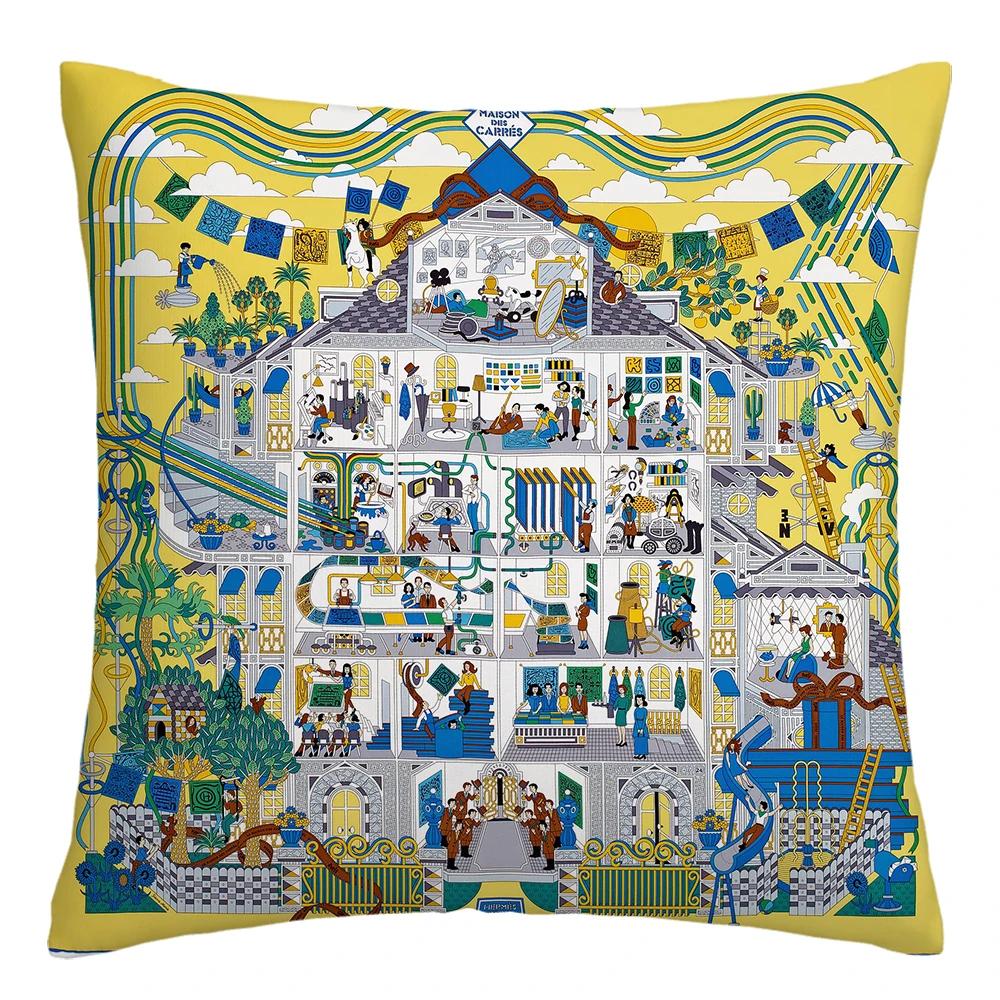 

Home Decor Car Sofa Cushion Cover Orange Stripe Pattern Print Square Pillowcase 12x12Inch