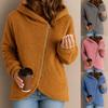 Fall Winter New Women's Casual Loose Fashion Sherpa Fleece Long Sleeve Zippered Hooded Sweatshirt Jacket