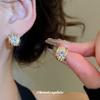 K Real Gold Electroplated Silver Needle Zircon Oval Stud Earrings Simple Daily Earrings Light Luxury High-end Earrings