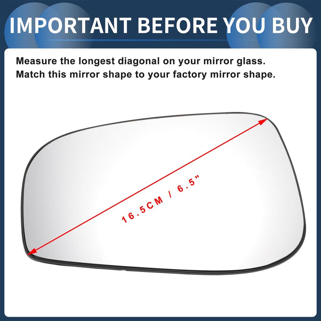 INFINAUTO Kompatibel mit Volvo S60 2004-2006 Linke Fahrerseite Spiegelglas Ersatz mit Weißglas