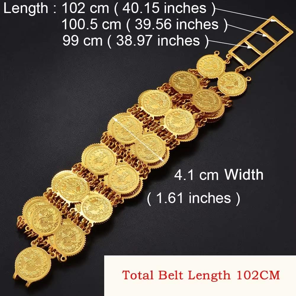 Bauchketten für Damen Goldfarbe Türkische Münzen Gürtel Schmuck Naher Osten Oman Irak Kurdisches Kurdistan #121501