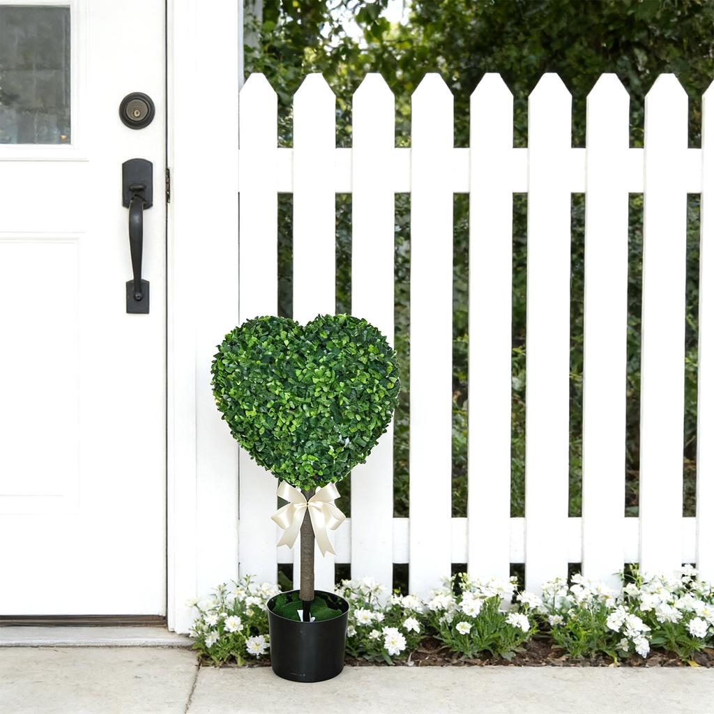 Artificial Heart Shaped Topiary Plant with Lifelike Leaves Faux Decorative Potted Tree for Indoor Office Home Decor Display