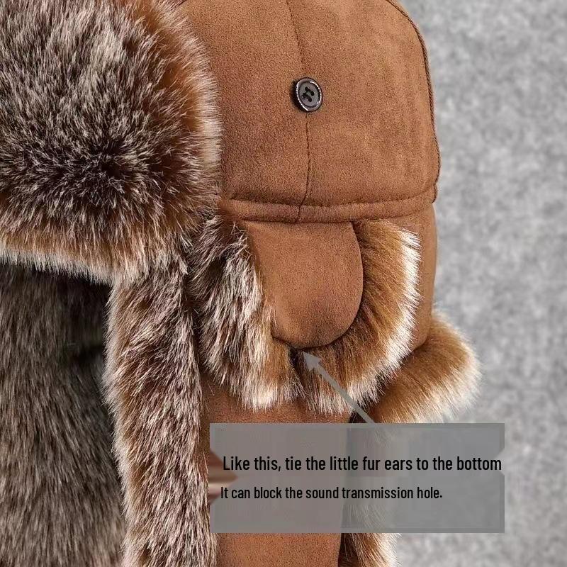 Gorro de Esquí Grueso para Hombre: Estilo Lei Feng de Otoño/Invierno, Protección para las Orejas, a Prueba de Frío, Algodón, para Ciclismo al Aire Libre