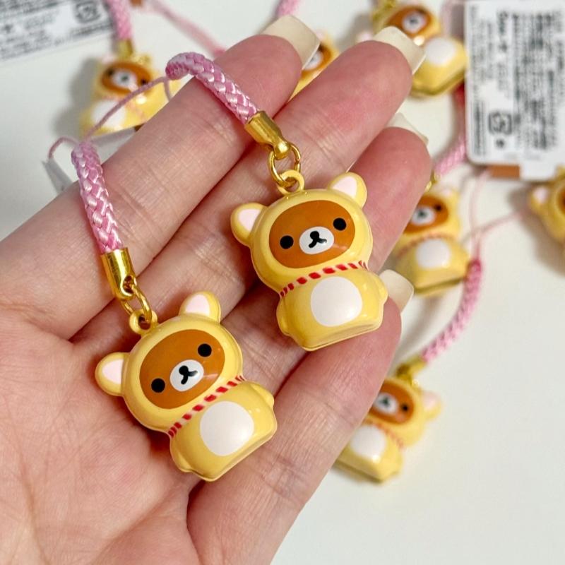 Mini Sanx Rilakkuma Keychain Kawaii Korilakkuma Jingle Bell Backpack Pendant Mount Fuji Cartoon Bear Decoration Bag Charm Gifts