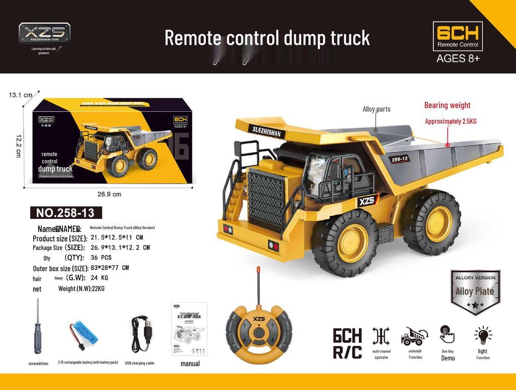 Free Shipping Remote Control Alloy Excavator, Engineering Vehicle, Dump Truck & Bulldozer Toy for Kids