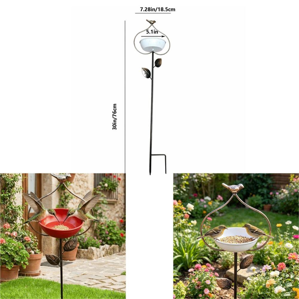 Cast Iron Garden Stake Bird Feeder Large Capacity Bowl Feeder Bird Feeding Station  Outdoor Yard