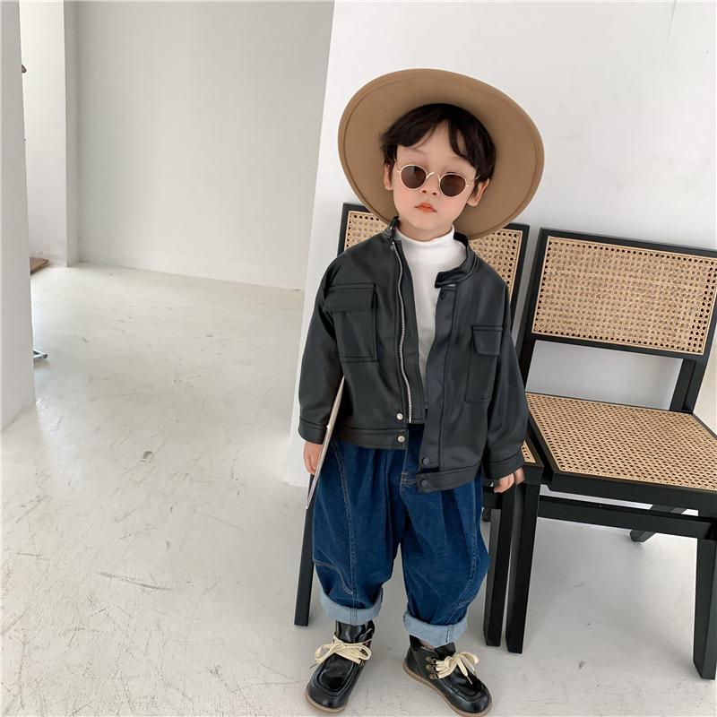 Îmbrăcăminte pentru copii Jachetă de piele pentru copii primăvară toamnă băieți și fete jachetă motocicletă cu guler