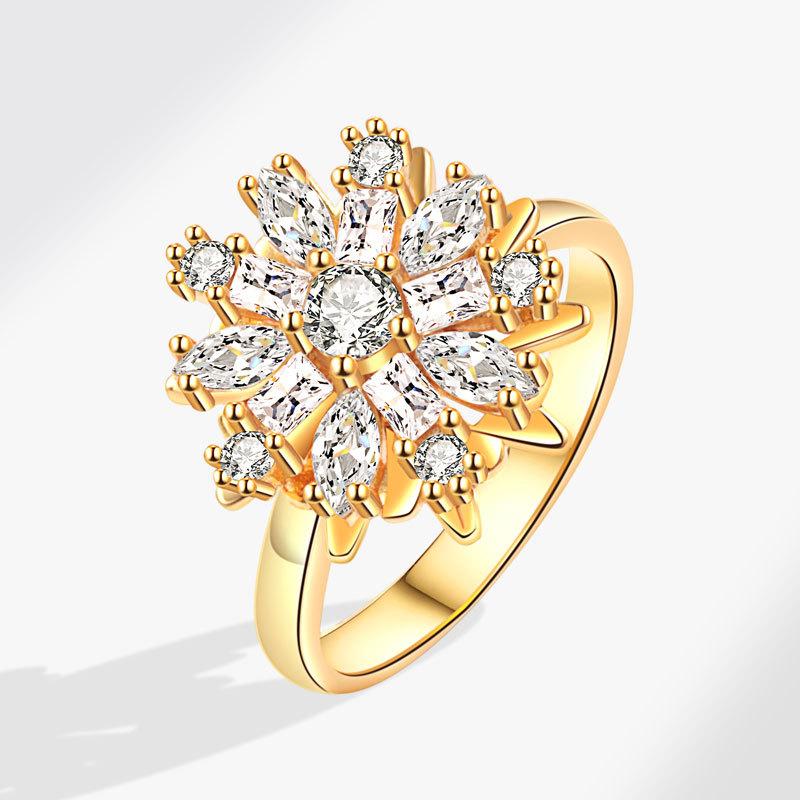 2025 Sunflower Rings For Women Gold Crystal Anxiety Relife Spinning Anti Stress Rotating Ring Trendy Jewelry Gifts
