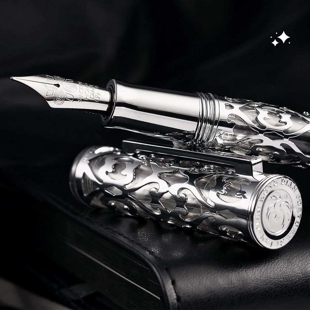 Hongdian D1 Resin Fountain Pen – 0.5mm F Nib, Skeleton Hollow Design, Piston Fill – High-End Business & Office Writing Pen