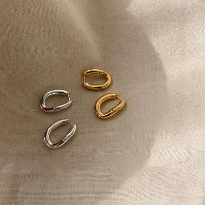 Minimalist Geometric Irregular Design Textured Oval Ear Buckles Stylish